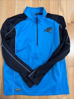 New Era Carolina Panthers Blue and Black Quarter-Zip Pullover